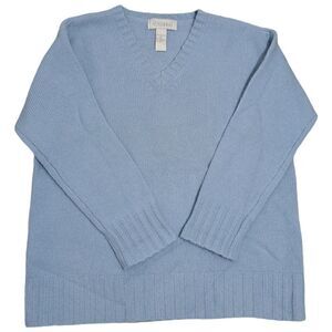 Rosanna Lambswool V Neck Knitwear Long Sleeve Sweater Oversized Small Blu